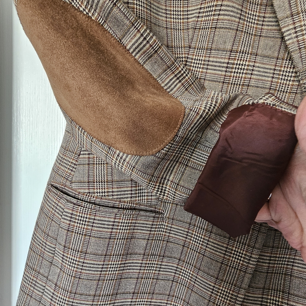 Tommy Hilfiger Checkered Blazer with Suede Accents